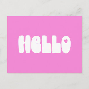 hallo Simple Retro Typografie Greeting in Pink Briefkaart
