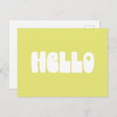 hallo Simple Retro Typografie Greeting in Yellow Briefkaart (Voorkant / Achterkant)