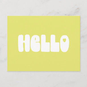 hallo Simple Retro Typografie Greeting in Yellow Briefkaart