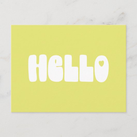 hallo Simple Retro Typografie Greeting in Yellow Briefkaart (Voorkant)