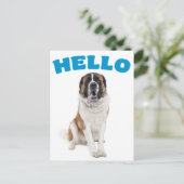Hallo Sint Bernard Puppy Dog Blauw Briefkaart (Staand voorkant)