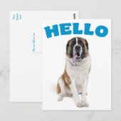 Hallo Sint Bernard Puppy Dog Blauw Briefkaart (Voorkant / Achterkant)