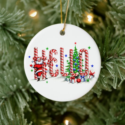 Hallo Sinterklaas Candy Canes Keramisch Ornament (Boom)