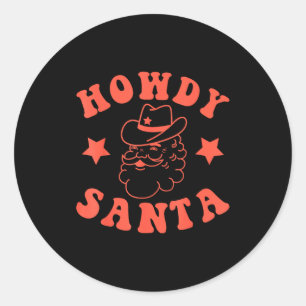 Hallo Sinterklaas Retro Groovy Cowboy Western Kers Ronde Sticker