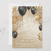 Hallo Sip, sip? 50ste Zwarte Gouden Ballonnen Verj Kaart (Voorkant)