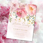 Hallo Sixty Blush Pink Peony 60e verjaardag Kaart