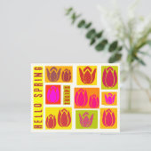 Hallo Sjabloon Tulpen Stempel stijl kleurrijk (Staand voorkant)