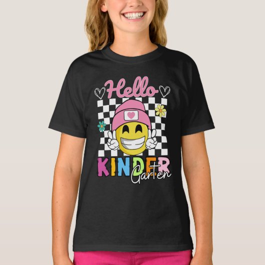 Hallo Smile Face ® Kleuterschool Terug naar school T-shirt (Voorkant)