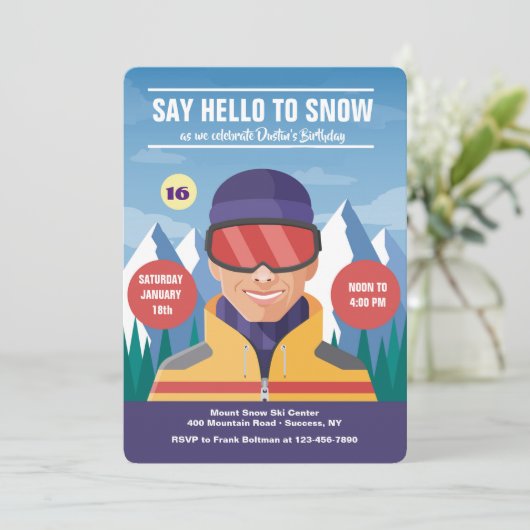 Hallo Sneeuw Uitnodiging (Staand voorkant)