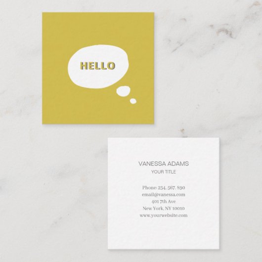 hallo- Speech Bubble business modern, minimalistis Vierkante Visitekaartje (Voorkant / Achterkant)
