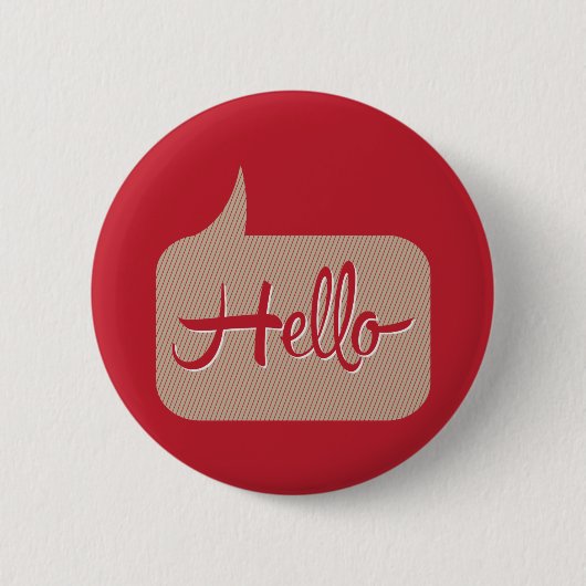hallo Speech Bubble Red Ronde Button 5,7 Cm (Voorkant)