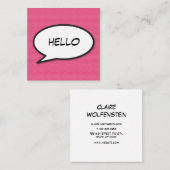 hallo Spraakbubble Retro Comic Book Vierkante Visitekaartje (Voorkant / Achterkant)