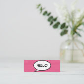 HALLO Spreekballon Pret Retro Stripboek Mini Visitekaartje (Staand voorkant)