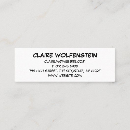 HALLO Spreekballon Pret Retro Stripboek Mini Visitekaartje (Achterkant)