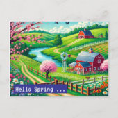 Hallo Spring - 16-bits Pixel Art Countryside Postc Feestdagenkaart (Voorkant)