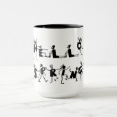 hallo Spring Cute Cartoon Text Black and White Mok (Midden)