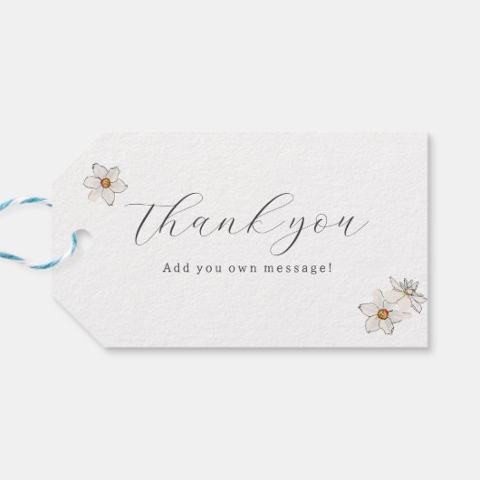 Hallo Spring Daffodil Baby Script baby shower Cadeaulabel (Achterkant Horizontaal)