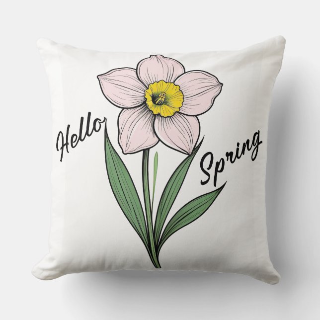 Hallo Spring Daffodil Kussen (Voorkant)