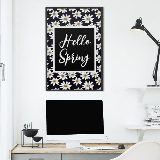 hallo Spring Daisy Floral Pattern Poster