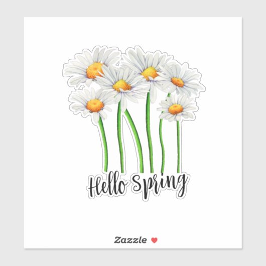hallo Spring, Daisy Flowers Design Sticker (Vel)