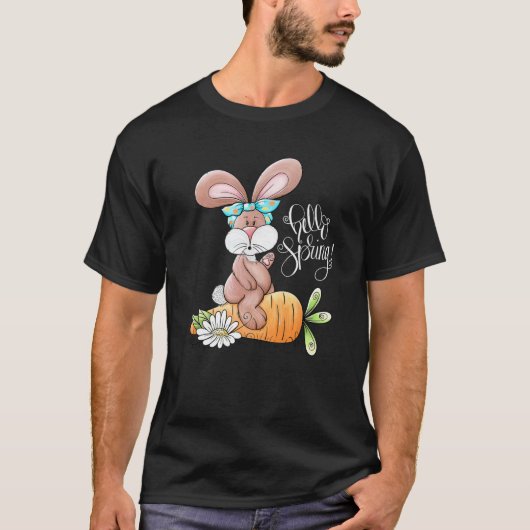 hallo Spring Easter Bunny Rabbit Bun Carrot T-shirt (Voorkant)