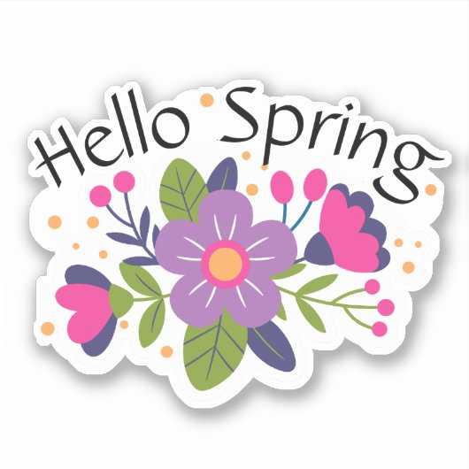 hallo Spring Floral Colorful Sticker (Voorkant)
