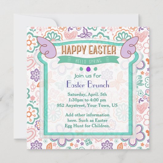 Hallo · Spring Floral Easter Invitation Kaart (Voorkant)
