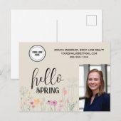 hallo Spring Floral Real Estate Marketing Briefkaart (Voorkant / Achterkant)