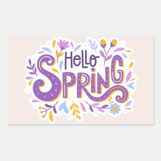 hallo Spring Floral Rechthoekige Sticker (Voorkant)