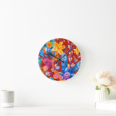 Hallo ·Spring Happiness Time Floral Kleurrijk Ronde Klok (Huis)