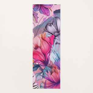 Hallo ·Spring Happiness Time, Roze Paarse Bloemen Yogamat