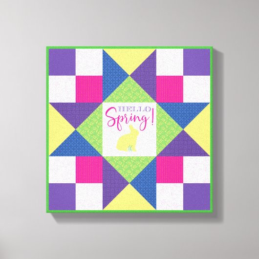Hallo Spring Ohio Star Quilt Block Patroon Canvas Afdruk (Voorkant)