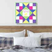 Hallo Spring Ohio Star Quilt Block Patroon Canvas Afdruk (Insitu (Slaapkamer))