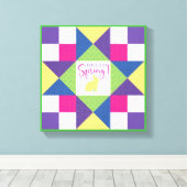 Hallo Spring Ohio Star Quilt Block Patroon Canvas Afdruk (Insitu (Houten vloer))