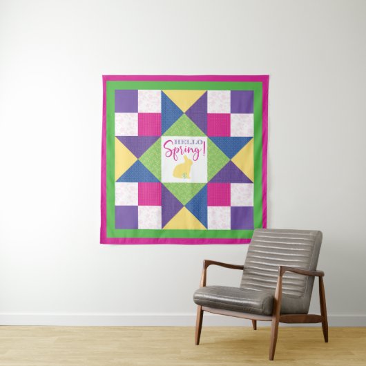 Hallo Spring Ohio Star Quilt Block Patroon Wandkleed (In situ)