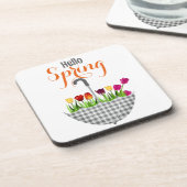 HALLO SPRING Quote Tulpenbloem Bier Onderzetter (Linkerzijde)