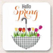 HALLO SPRING Quote Tulpenbloem Bier Onderzetter (Voorkant)