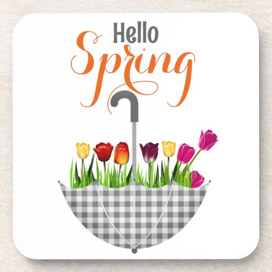 HALLO SPRING Quote Tulpenbloem Bier Onderzetter (Voorkant)