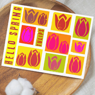 Hallo ·Spring Tulpen Stempel Stijl Kleurrijk Brief Briefkaart