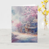 Hallo Spring Village Scene Kaart (Gele Bloem)