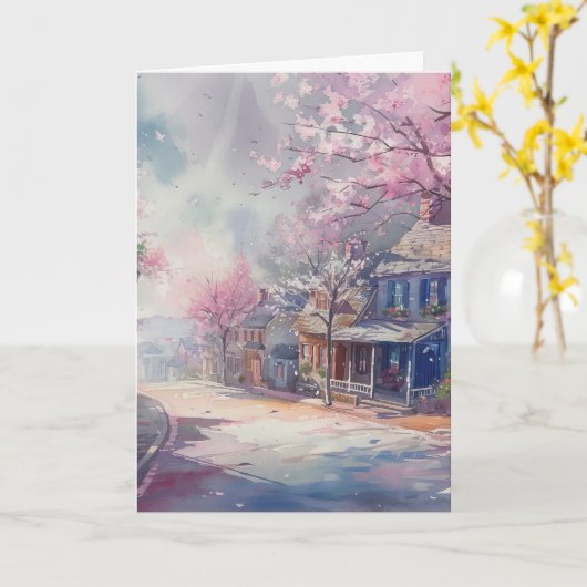 Hallo Spring Village Scene Kaart (Gele Bloem)