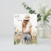 Hallo Spring Wildflowers Waterverf Spring Feestdagenkaart (Staand voorkant)