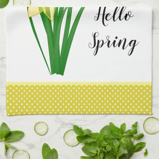 hallo Spring Yellow Daffodil Theedoek (Gevouwen)