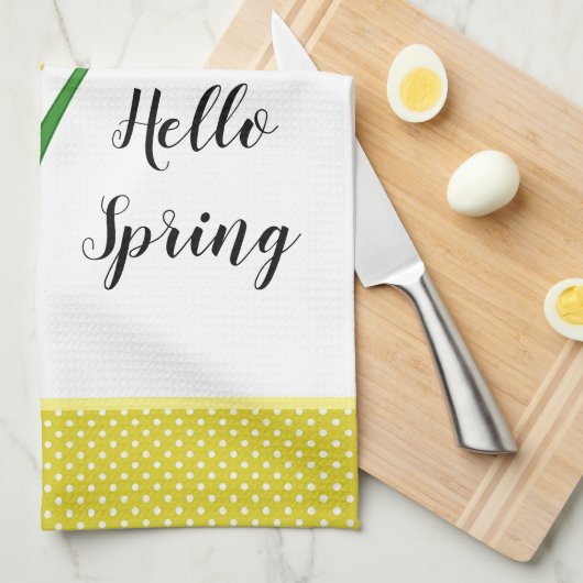 hallo Spring Yellow Daffodil Theedoek (Quarter Fold)