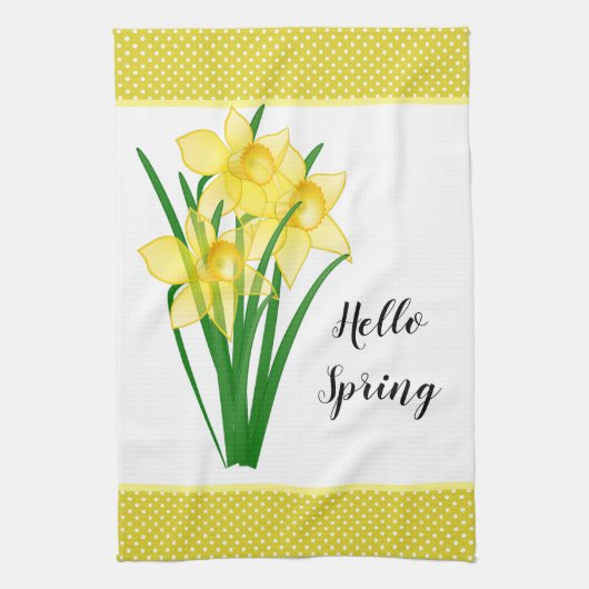 hallo Spring Yellow Daffodil Theedoek (Verticaal)