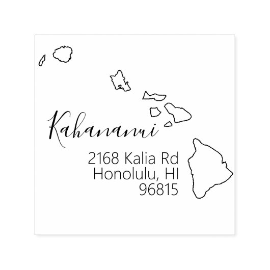 HALLO | Staat Hawaï Retouradresstempel Zelfinktende Stempel (Design)