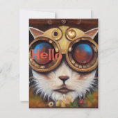 Hallo Steampunk Cat Notecard to Say Feestdagenkaart (Voorkant)