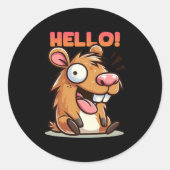 Hallo Sticker Crazy Funny Capybara (Voorkant)