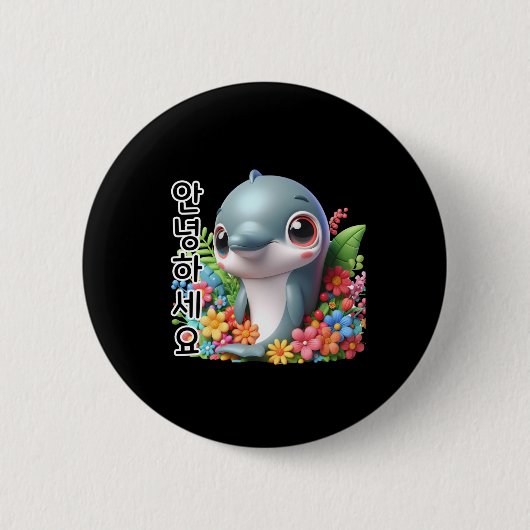 Hallo Sticker Dolfijnen Zeg Ronde Button 5,7 Cm (Voorkant)