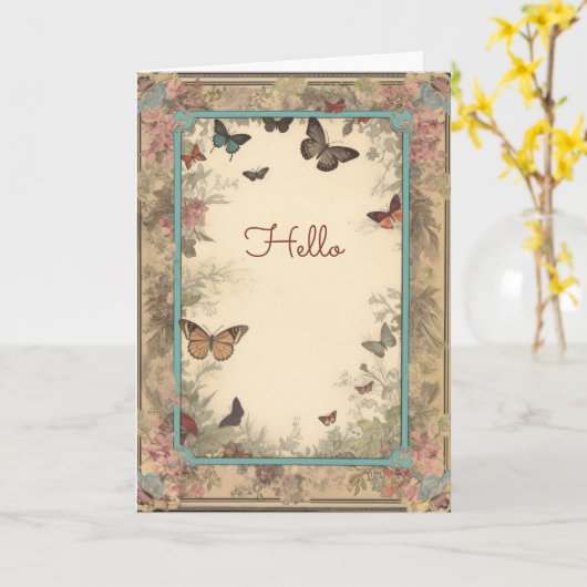  Hallo stijl bloemen vlinders Kaart (Gele Bloem)